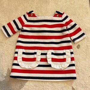 Janie and Jack Red, Navy & White Striped Knit Dress